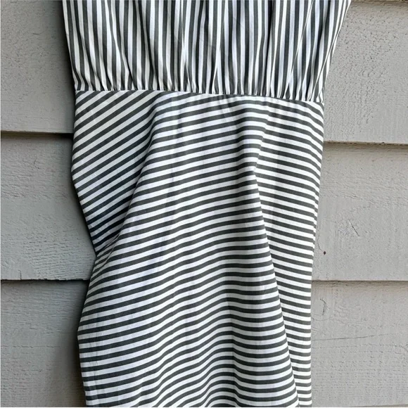 Veronica Beard Ruched Striped Shirtdress White & Olive Green Size 8 - Picture 7 of 13